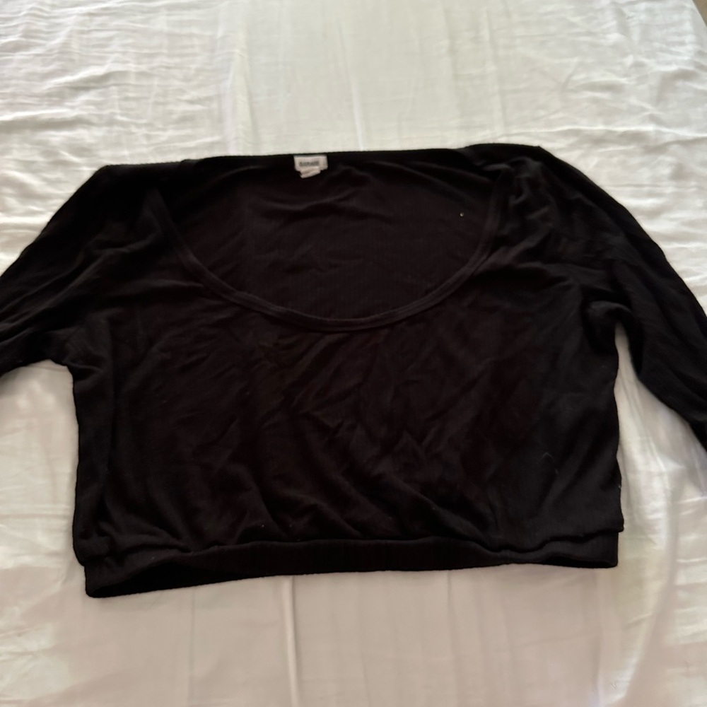 Garage Black Fitted Crop Blouse 3/4 Sleeve